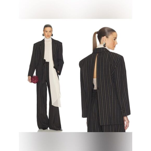 Helsa Jackets & Blazers - NWT HELSA Stripe Twill Boyfriend Blazer in Dark Grey Stripe